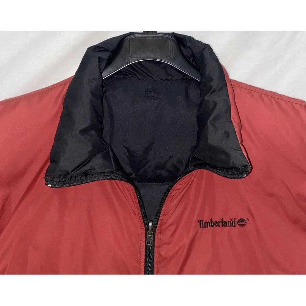 Timberland Weathergear Reversible Down Vest Men's XXL Black Burnt Orange‎ Puffer
